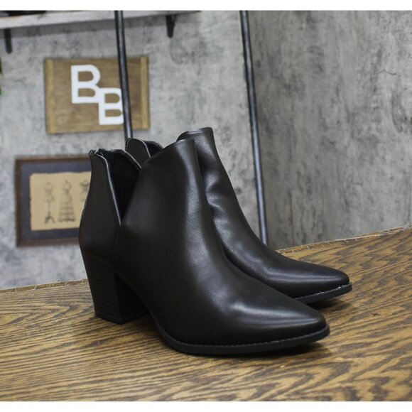 NEW Sun + Stone Womens Black V-Notched Sides Elizaa Pointed Toe Booties Black 8M - Picture 4 of 9